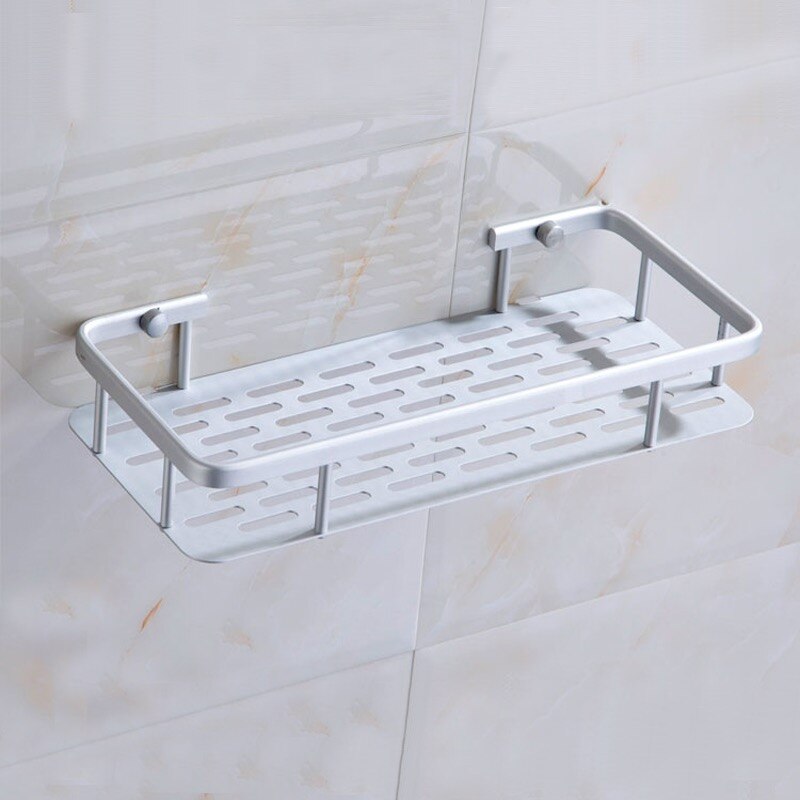 Estantes de aluminio para baño, repisa esquinera de pared para cosméticos, almacenamiento de champú y ducha, ganchos de Hardware, color negro y plateado: B