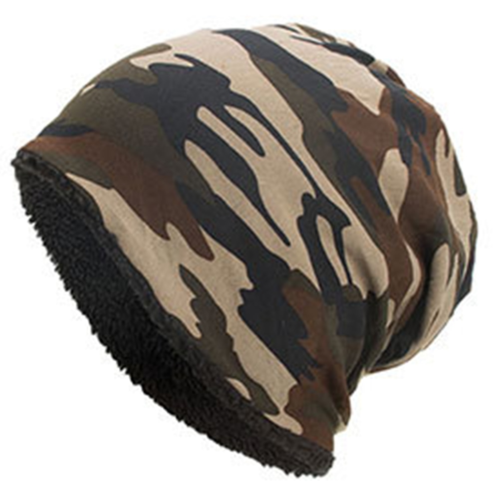 Vinter varm stickning mössa mössa slouchy kamouflage mössa unisex vinter varm bomull camo stickad skid mössor utomhus varm: A