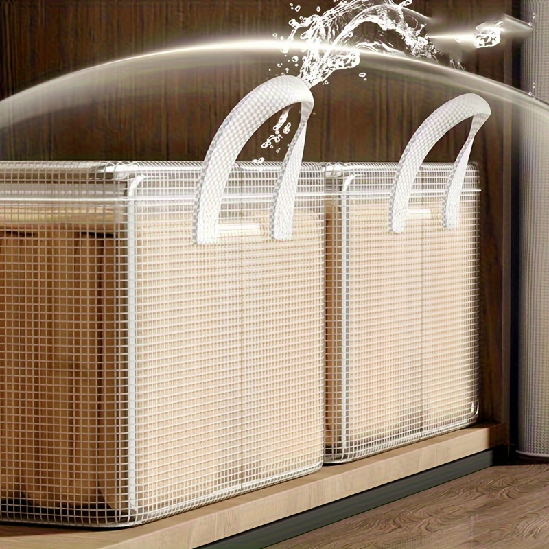 Contenedor de almacenamiento de PVC con tapa, plegable, transparente, a prueba de polvo, marco de acero inoxidable, organizador de guardarropa para ropa interior, dormitorio en casa