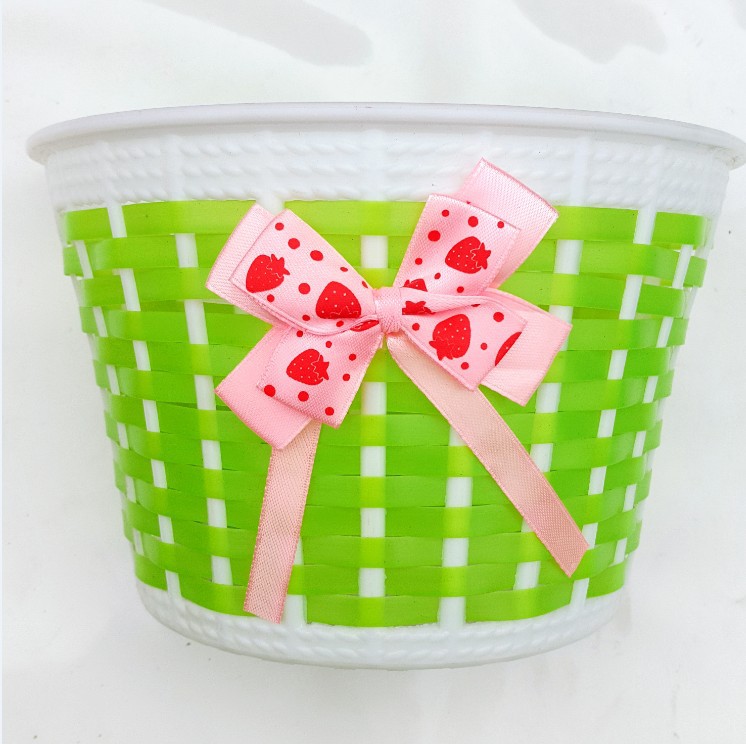 Cesta de bicicleta para niños, triciclo, Scooter, cesta para manillar, almacenamiento, portador frontal, bolsa con lazo de plástico, bolsa de ciclismo para niños: Verde