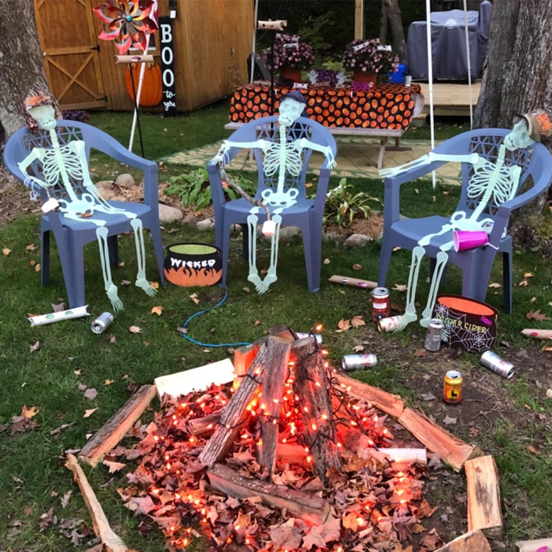 Halloween Luminous Skeleton Glow in the dark skeleton Halloween Haunted House Horror Decorations Outdoor Yard Garden Hanging