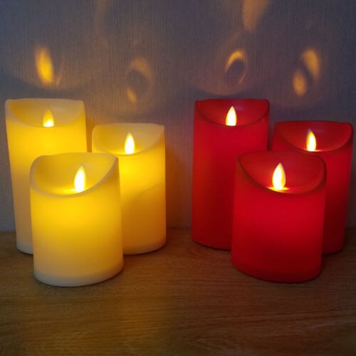 Red White Romantic Electronic LED Flameless Carve Swing Flickering Simulation Candle Light