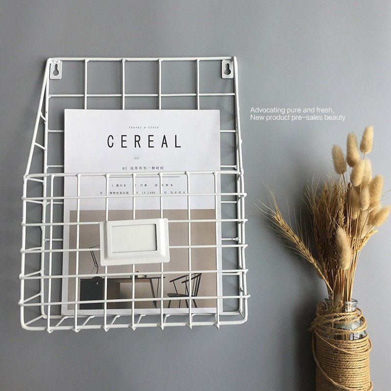 Simple Wrought Iron Wall-mounted Large Newspaper and Magazine Rack Office Wall Decoration Book Newspaper Storage Rack