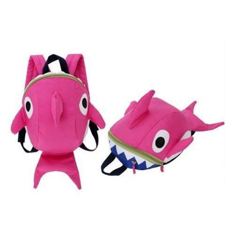 Cute Baby Kid Seat Belt Traction School Bag Prevent Lost Cartoon Animal Pattern Backpack: Shark Pink