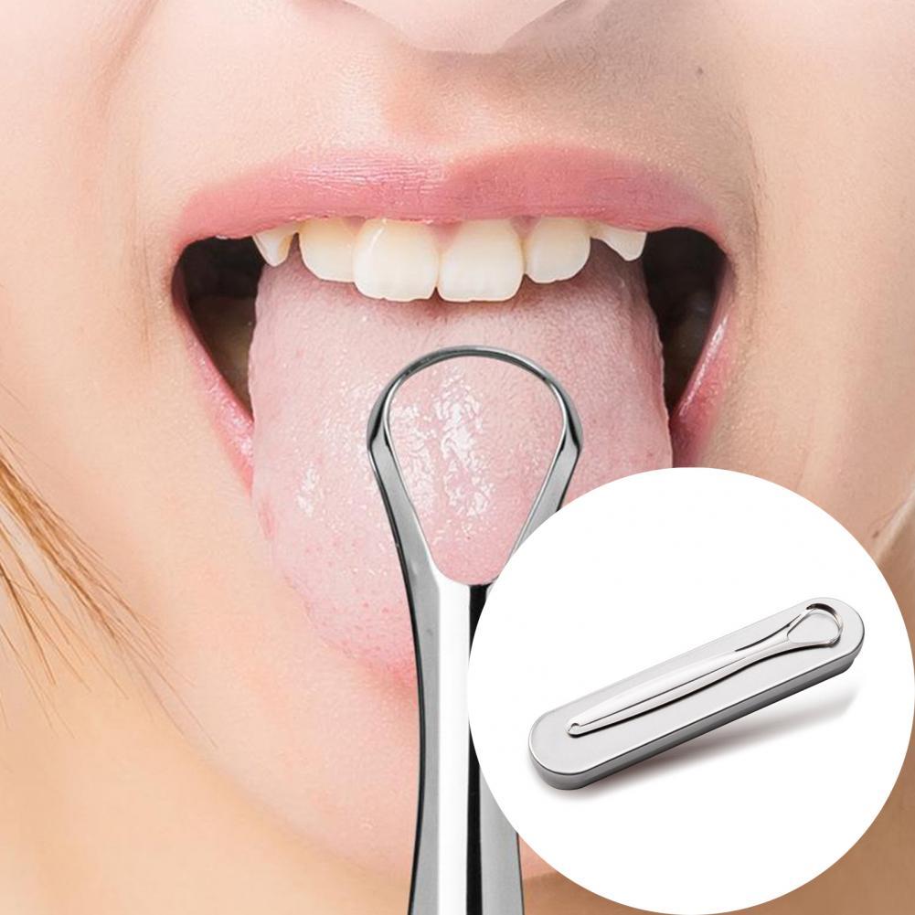 Veilige Rvs Gladde Rand Roestvrij Staal Tong Schraper Metalen Borstel Voor Oral Tongreiniger Tong Schraper