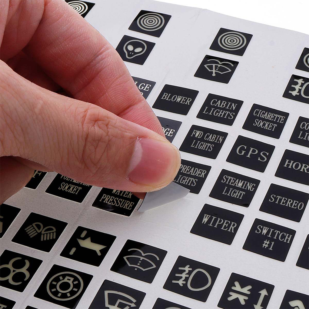 120 Sticker Tuimelschakelaar Label Decal Circuit Panel Lichtgevende Sticker Voor Auto Marine Boot Truck Instrument Schakelaars Relais Decor
