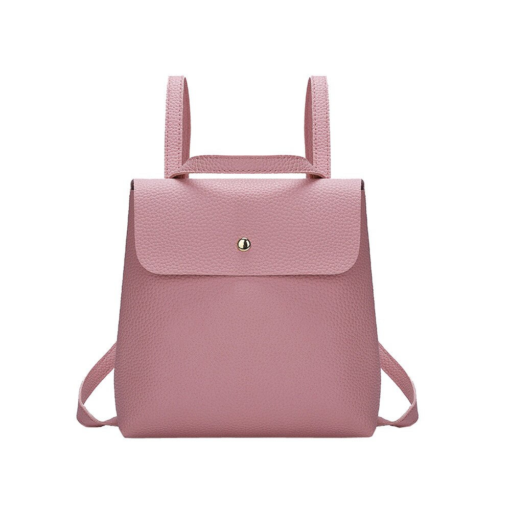 Femmes Mini sac à dos couleur Pure sacs à dos en cuir pour adolescentes femme école sac à bandoulière sac à dos mochila # T5P: Pink