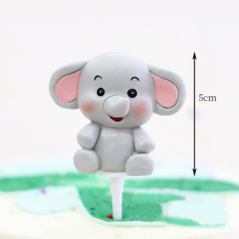 Cute Cartoon Animal Cake Topper Lion panda elephant jungle Cupcake Topper For Festive Farm Birthday Party Dessert Decor: elephant