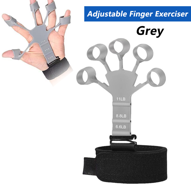 5-60Kg verstelbare gripsterktetrainer met vingertrainer Handgreepversterker voor spieropbouw en herstel van blessures: GRIJS