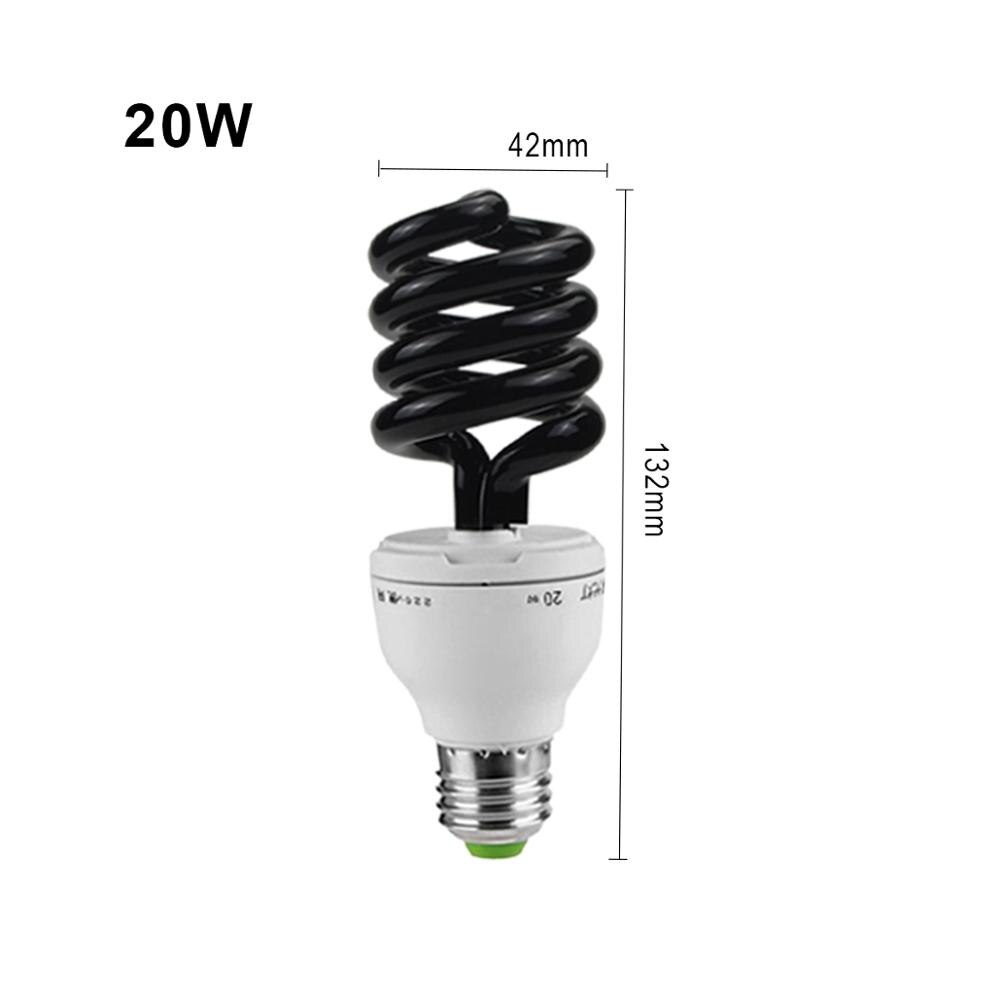 E27 220v uv ljus scen ljus spiral glödlampa svart ljusblå detektion kvarts ultraviolett lampa disco jul hemdekorationer: 20w