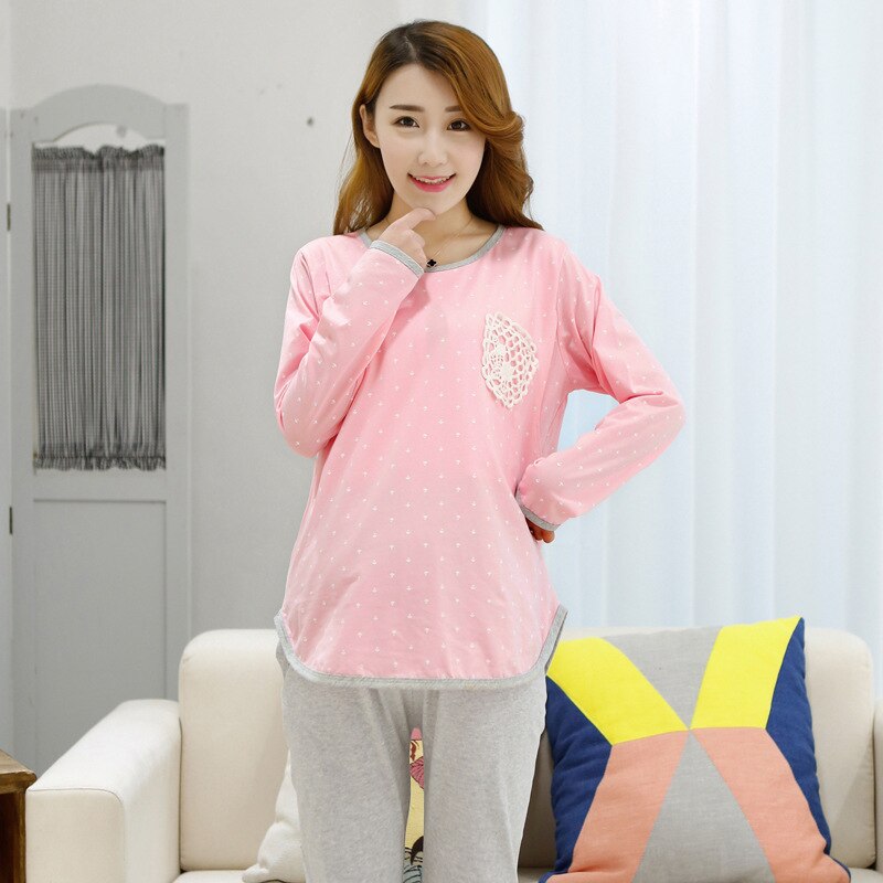 Pijamas de maternidad postparto fuera de manga larga lactancia ropa Otoño Invierno lactancia ropa
