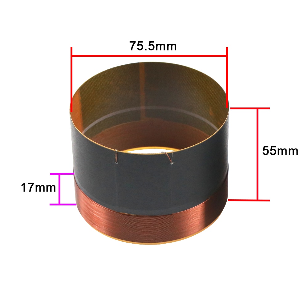 Ghxamp 75.5mm woofer schwingspule glasfaser reinem kupferdraht zwei schichten 75.5mm bühne lautsprecher bass schwingspule zubehör 2pc
