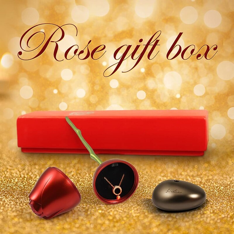 Fiori di rosa rossa per sempre conservati con supporto fiore di rosa in metallo con confezione regalo anniversario festa della mamma decorazioni di nozze