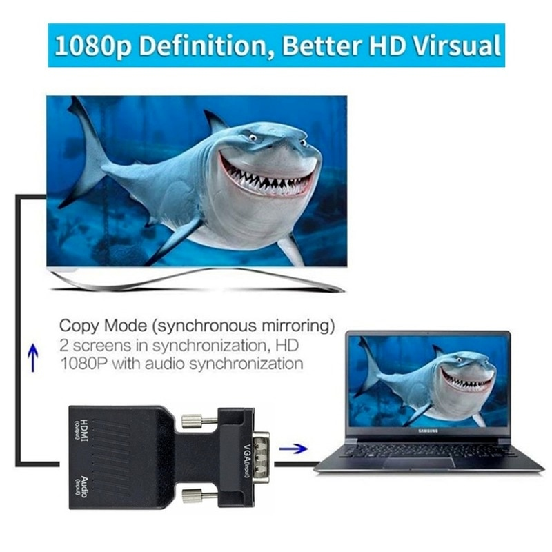 HDMI zu VGA Video Konverter Adapter 1080p VGA zu HDMI Adapter für PC Laptop zu HDTV Projektor Video Audio HDMI-kompatibel zu VGA