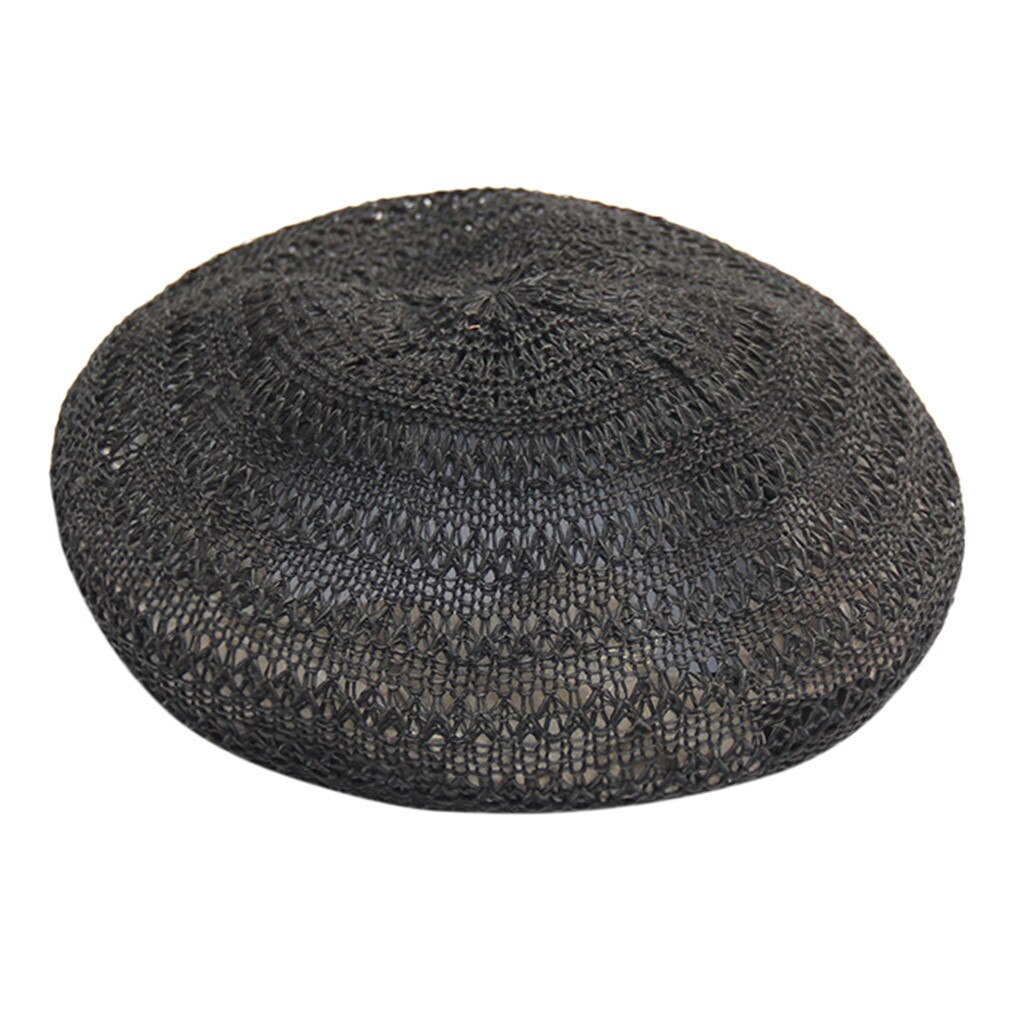 Lady Vrouwen Beret Beanie Klassieke Stijl Hollow Baret Hoed Britse Stijl Winter Zachte Effen Kleur Baret Hoeden: Black 