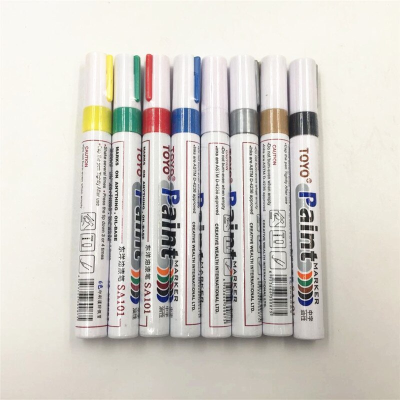 8 farver hvid vandtæt gummi permanent maling pen bil dæk slidbane miljømæssige dæk maling: Default Title