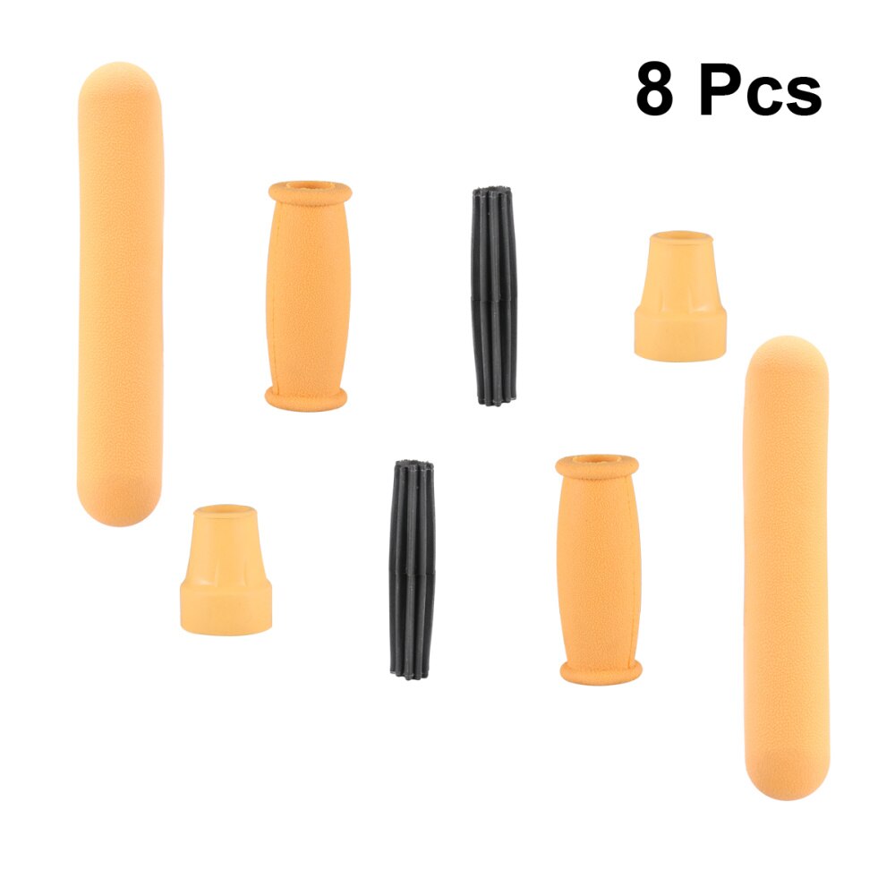 1 Set of 8PCS Walking Stick Accessories Rubber Axillary Mop Handle Anti-slip Walking Stick Head Non-slip Foot Pad Armpit Bracket