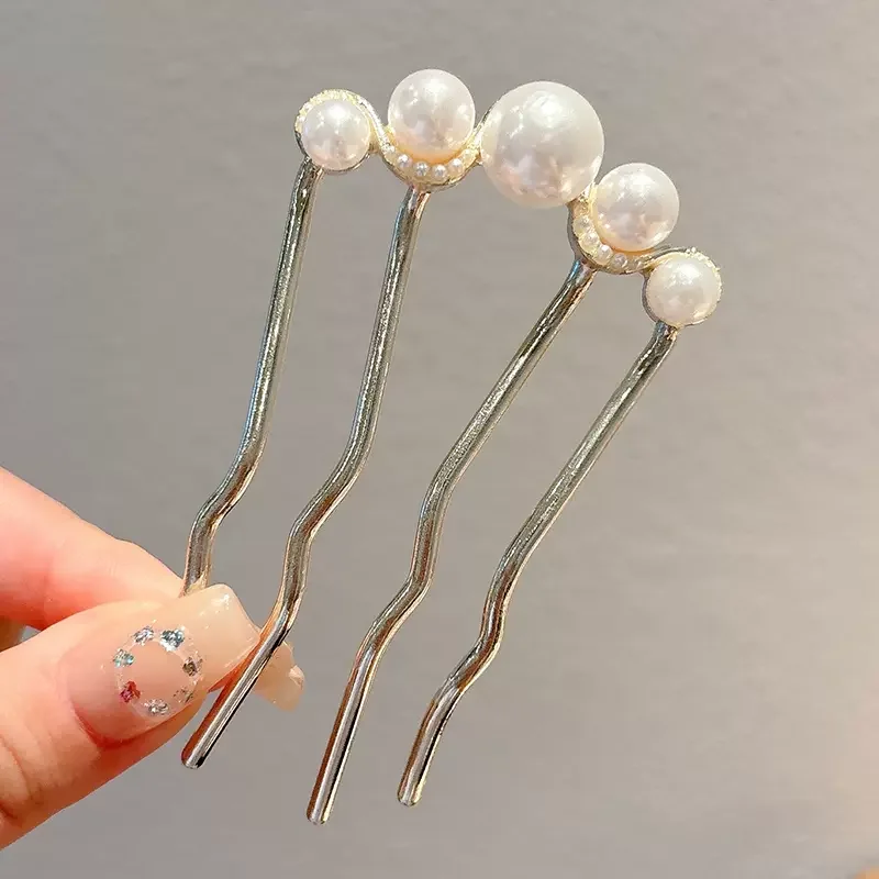 Horquillas coreanas de perlas en forma de U, pinzas para el cabello para mujer, horquillas de Metal de estilo , horquillas de perlas Vintage, herramientas de estilismo para el cabello,: Verde negro