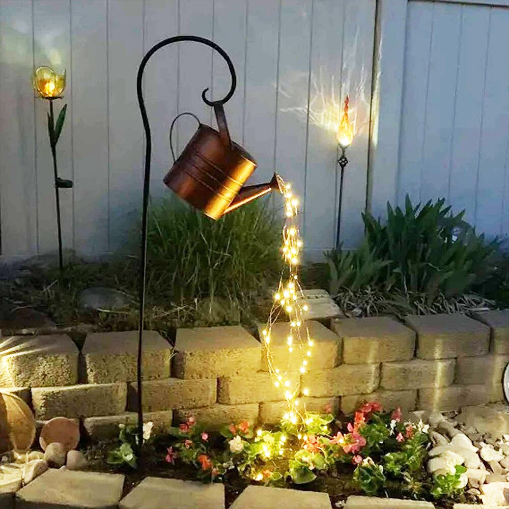 Regadera con luces, tiras de luces de mimbre impermeables, alimentada por batería, luces LED para decoración de interior y exterior: Bring support