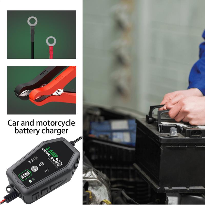 Manutentore batteria per auto Caricabatteria per auto e moto Caricabatterie 3A Caricatore di mantenimento Caricatore automobilistico Controllo pulsante per le aziende