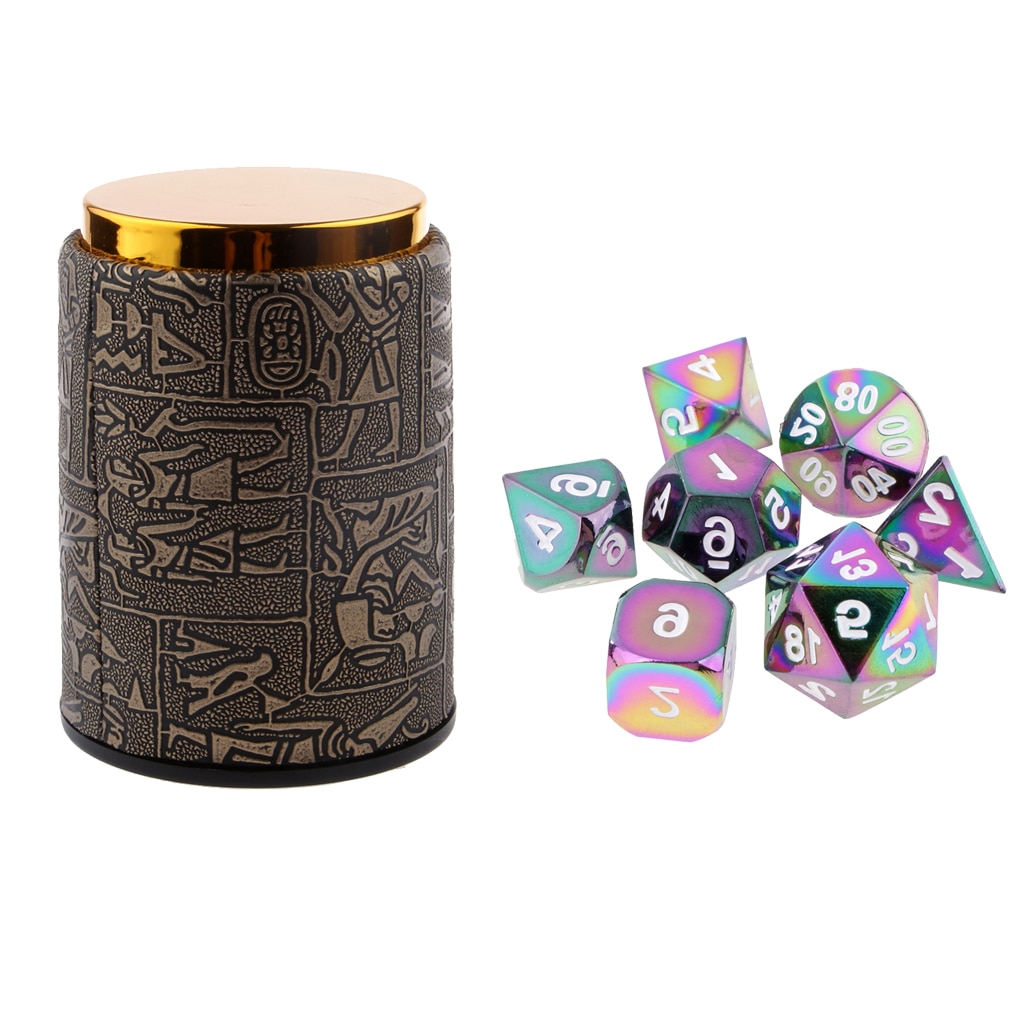 7X métal polyèdre dés pour D & D jeux de Table + dés tasse Camping randonnée jeux anniversaire fête fournitures