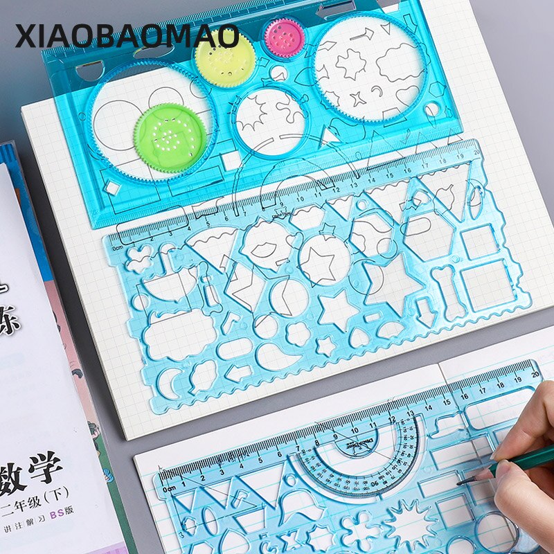 Pittura Righelli Disegno per Bambini graffiti FAI DA TE Multi-funzione Interessante puzzle Spirograph Righello di Plastica Rifornimento di Scuola Righello impostato