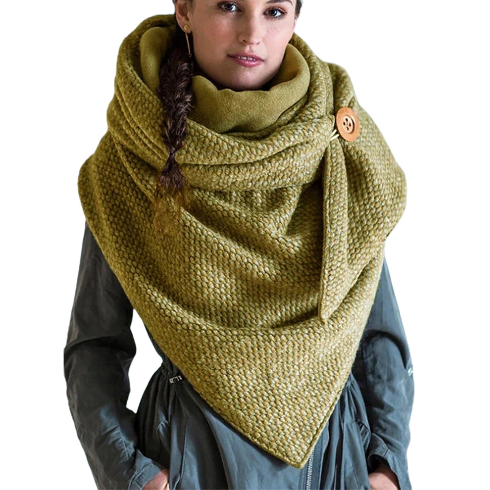 Scarf Women Women Accessories Unisex Winter Solid Color Button Soft Neck Wrap Thick Warm Scarf Shawl