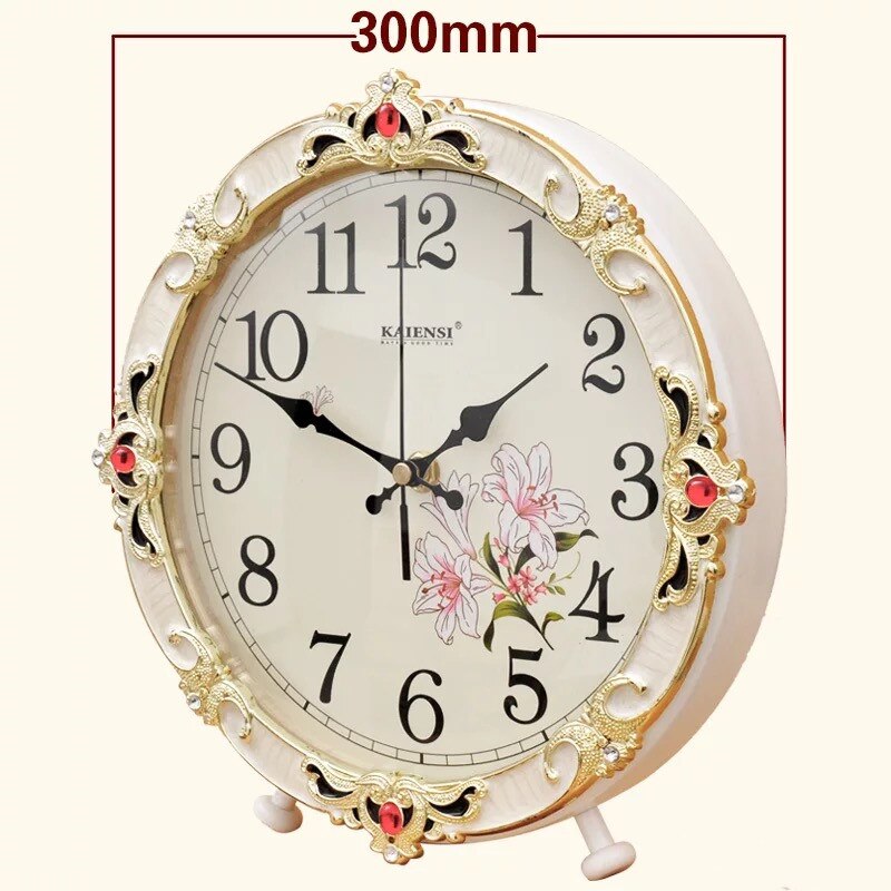 European Bedroom Bedside Table Clock Living Room Retro Seat Clock Home Decoration Large Simple Office Desktop Clock: C