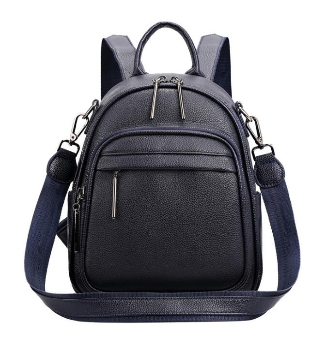 Chuwanglin Casual Rugzak Vrouwelijke Lederen Vrouwen Rugzak Grote Capaciteit Schooltas Voor Meisjes Leisure Schoudertassen A501105: 1-blue