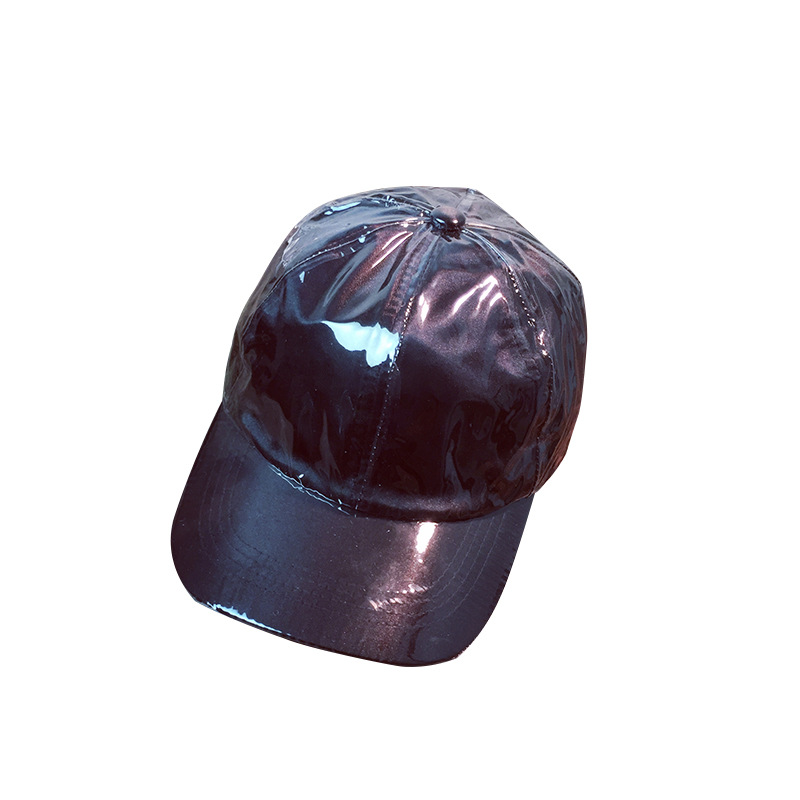 Adjustable Women Solid color Cotton PVC Baseball Caps Outdoor Sun Hat: black
