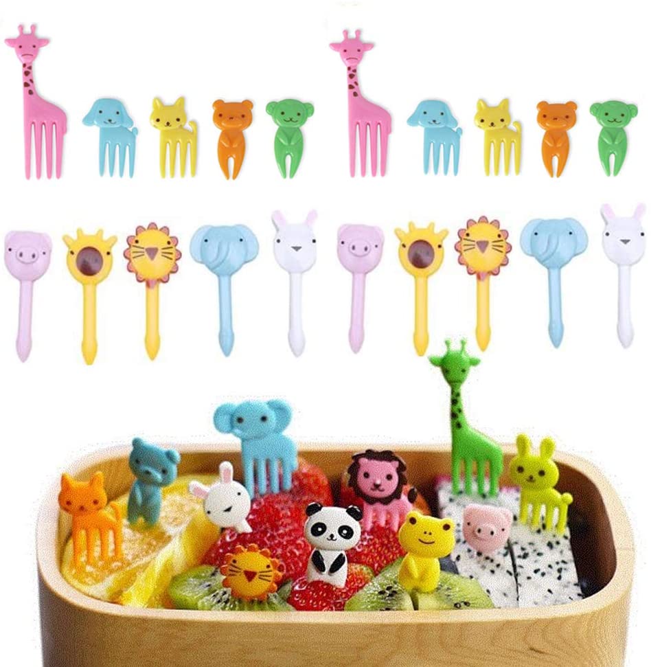 20 stk mat frukt gaffel kake dessert gafler barn dyr mini tegneserie tannpirker bento lunsj for cocktail party forsyninger