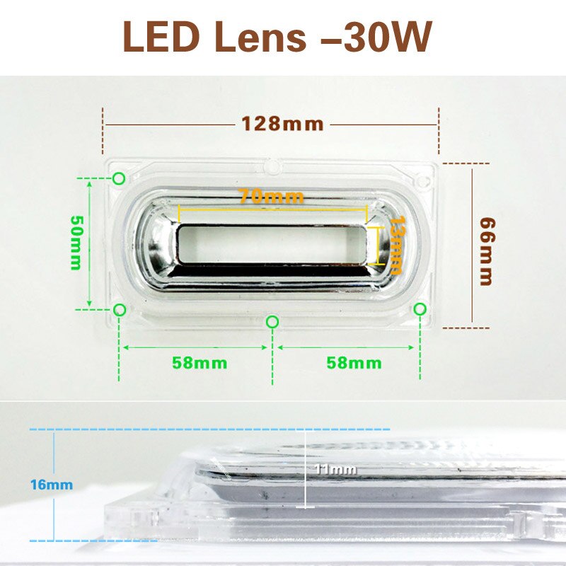 Las lentes LED para Chips LED COB incluyen: Lente de PC, Reflector y anillo de silicona, funda para lámpara, sombras, luz deportiva DIY para Reflector: 30W