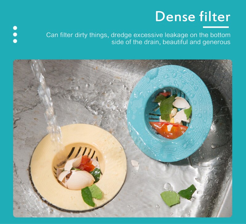 Kitchen Sink Drain Filter Silicone Wheat Straw Filter Mat Bathroom Hair Catcher Stopper Trapper Drain Hole Filter Colanders Tool