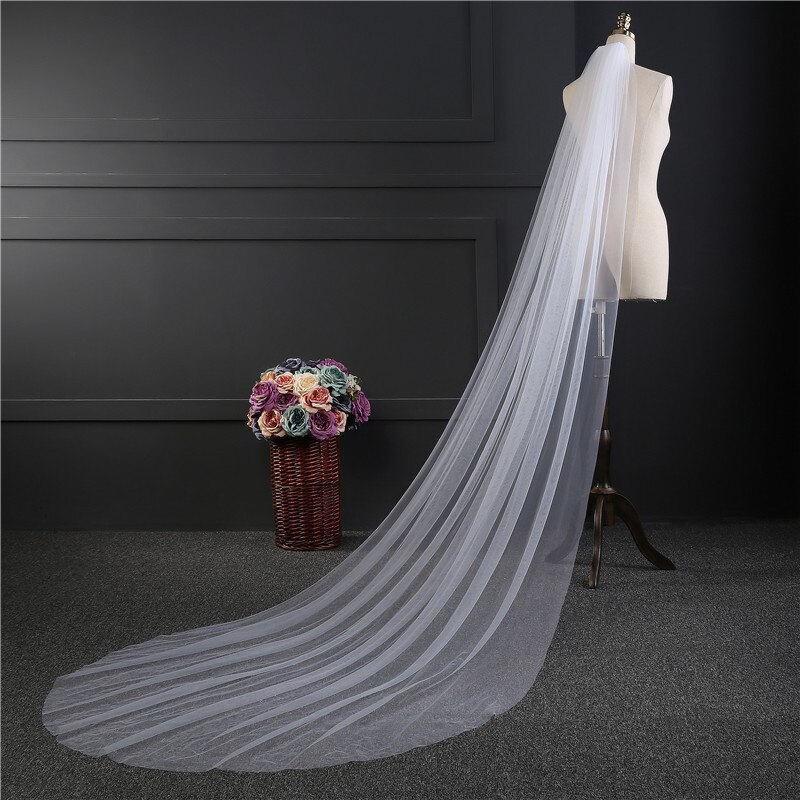 WAJY Neue Einfache Tüll Hochzeit Schleier 200cm Single Schicht Kapelle Länge Braut Schleier