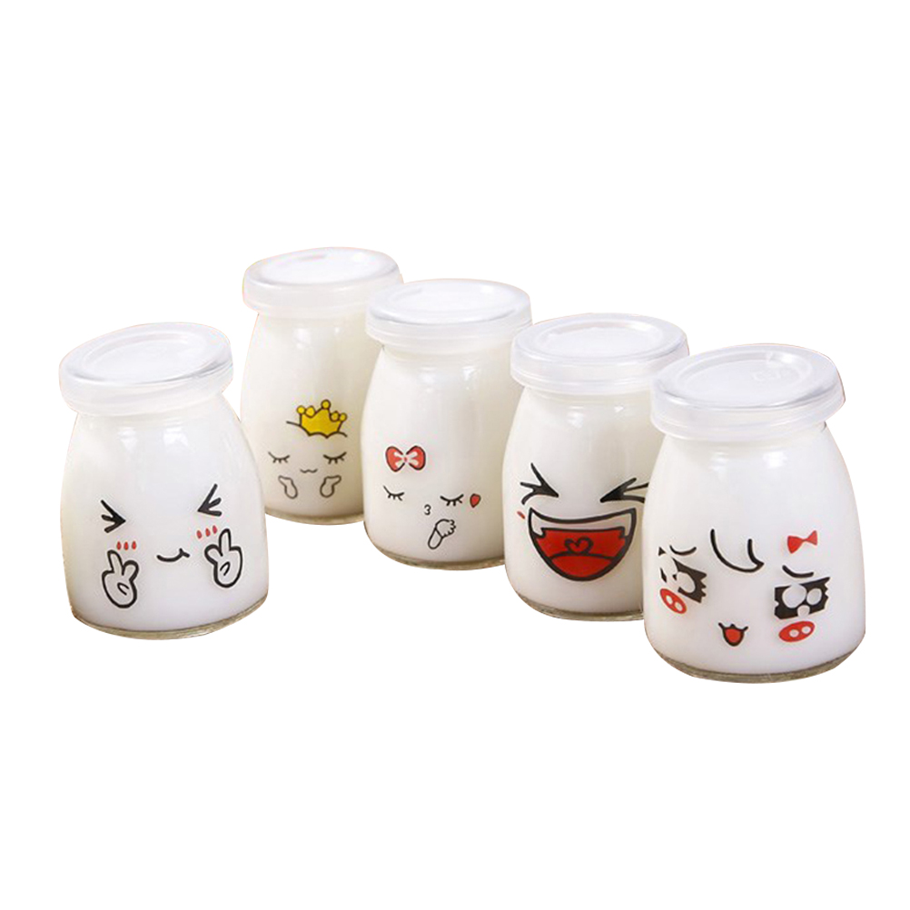 10Pcs 150Ml Mooie Pudding Fles Glas Hittebestendig Yoghurt Containers Melk Cup Gelei Jar Voor Home Shop (Willekeurig Patroon): 10pcs 150ml