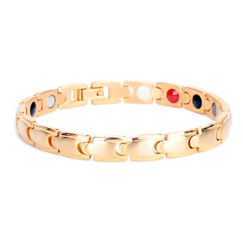 Nhgbft Klassieke Zwarte Kleur Magnetische Armbanden Voor Vrouwen Mannen Rvs Gezondheidszorg Armband: Gold