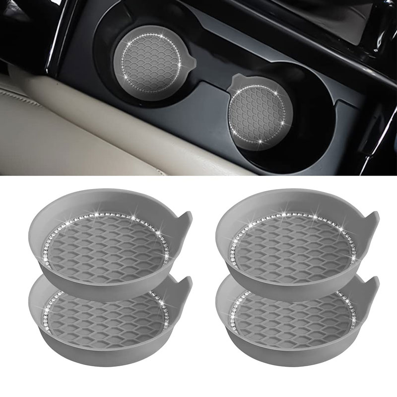 2/4 Stuks Auto Bekerhouder Coaster Siliconen Bekerhouder Met Bling Crystal Rhinestone Insert Antislip Bekerhouders stille Cup Pad: Blauw
