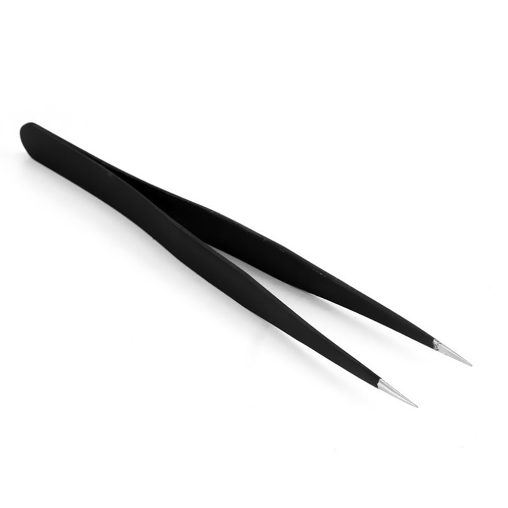 1.5 mm Anti-static Tweezers 6-piece Set Black Tweezers Yellow PVC Bag Acid Resistant Stainless Steel