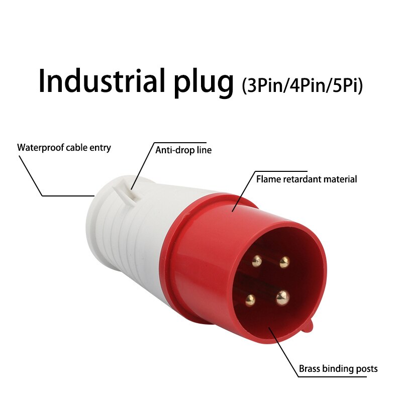 IP44 Industrial Plug and Socket Waterproof Connector 3PIN 4PIN 5PIN 16A/32A Waterproof Electrical Connection Wall Mount Socket