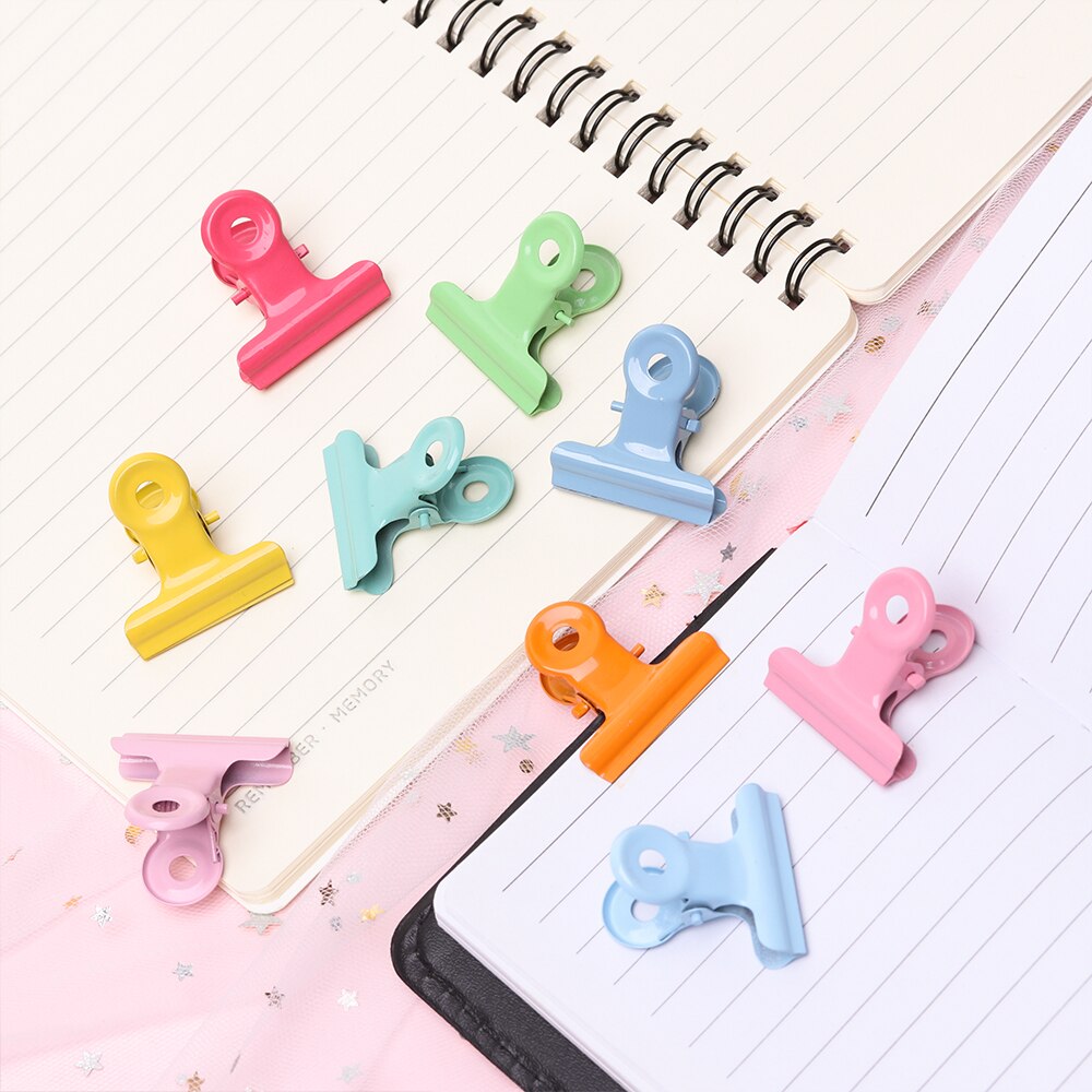 Lot de 5 jolis classeurs en métal, peinture couleur bonbon, 9 couleurs, dossier, note, lettre, trombone, papeterie scolaire et de bureau