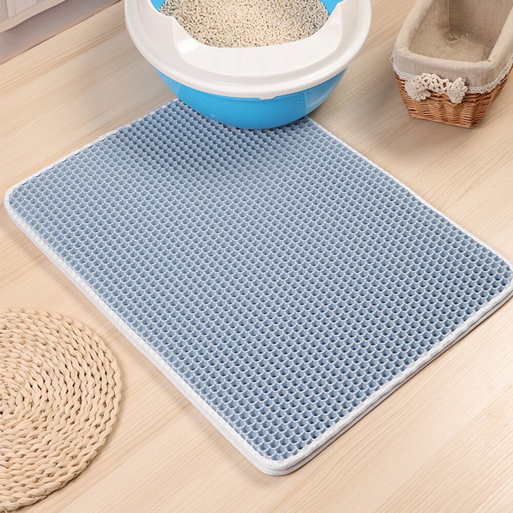 Waterproof Cat Litter Mat Foldable EVA Double Layer Cat Catcher Catch Blanket Trapper Pad Non-Slip Surface Cat Sifting Pad Mats