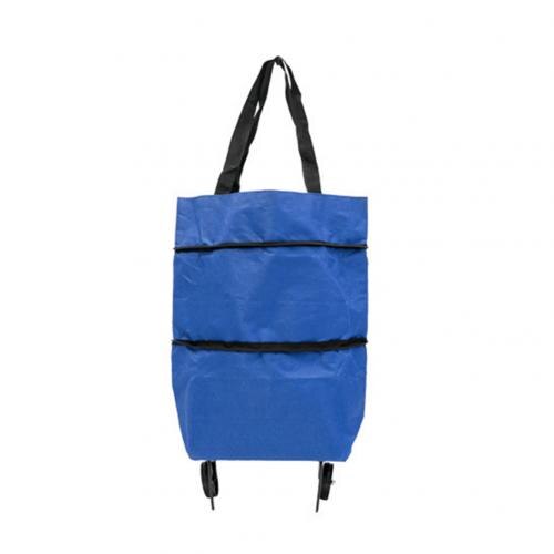 Carrito de la compra bolso plegable portátil bolso de compras carrito de la compra bolsas de la compra con ruedas rodantes carrito de la compra organizador de la compra: Azul