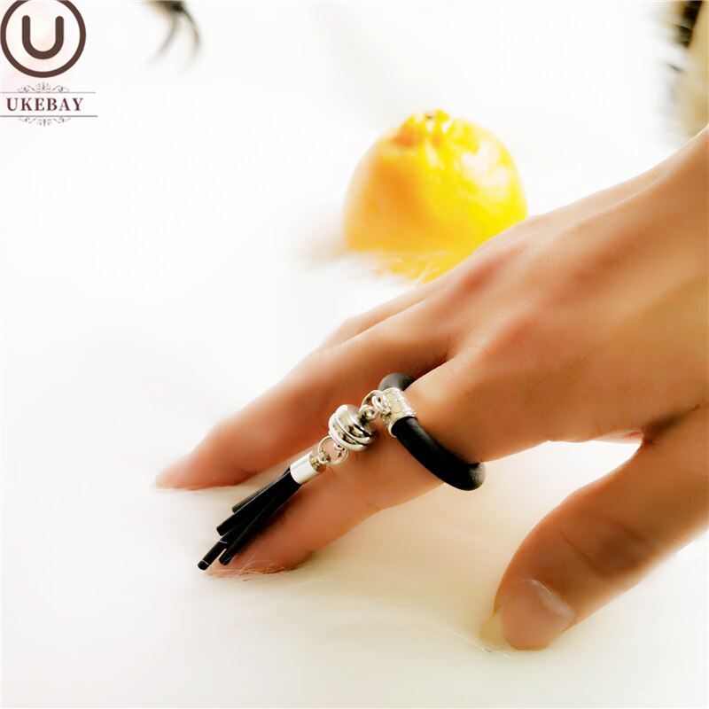 UKEBAY Tassel Jewelry Rings Women Luxury Rings Bohemia Wedding Accessories Rubber Meterial Ring: ring tassel