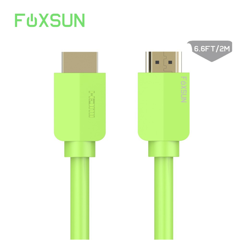 Foxsun Hdmi-kabel [6.6 Voeten/2 M] Ultra-HD (UHD) 4 K HDMI 2.0 Kabel 24 Vergulde Connectoren en Hoge Sterkte HDMI Cord Groen