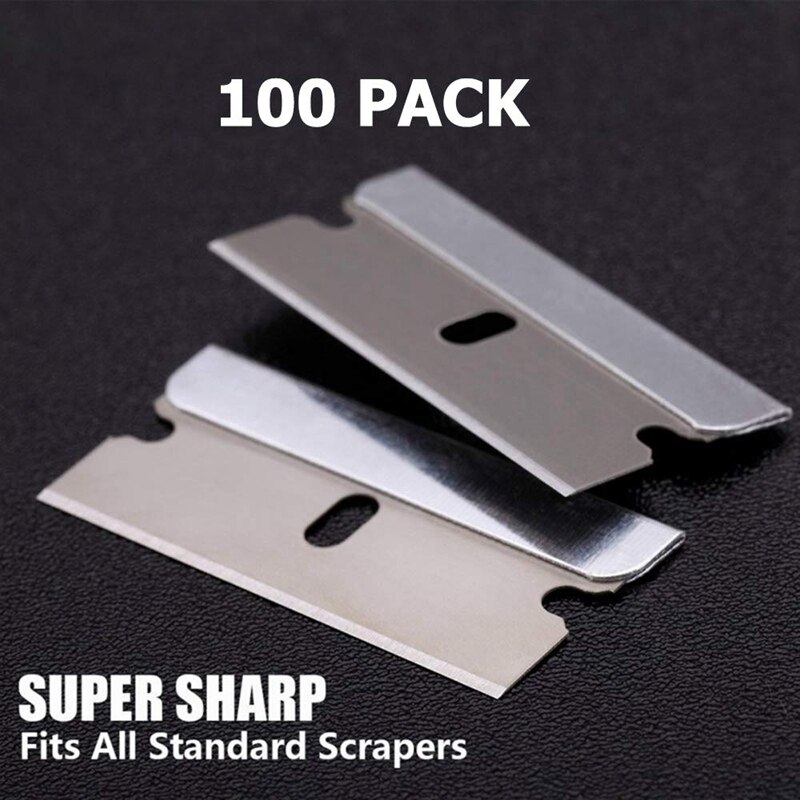 2 pakke barberbladskraper  + 100 pakke erstatningsstålblader glass komfyrtopp platetopp keramisk metall teip maling lim klistremerker