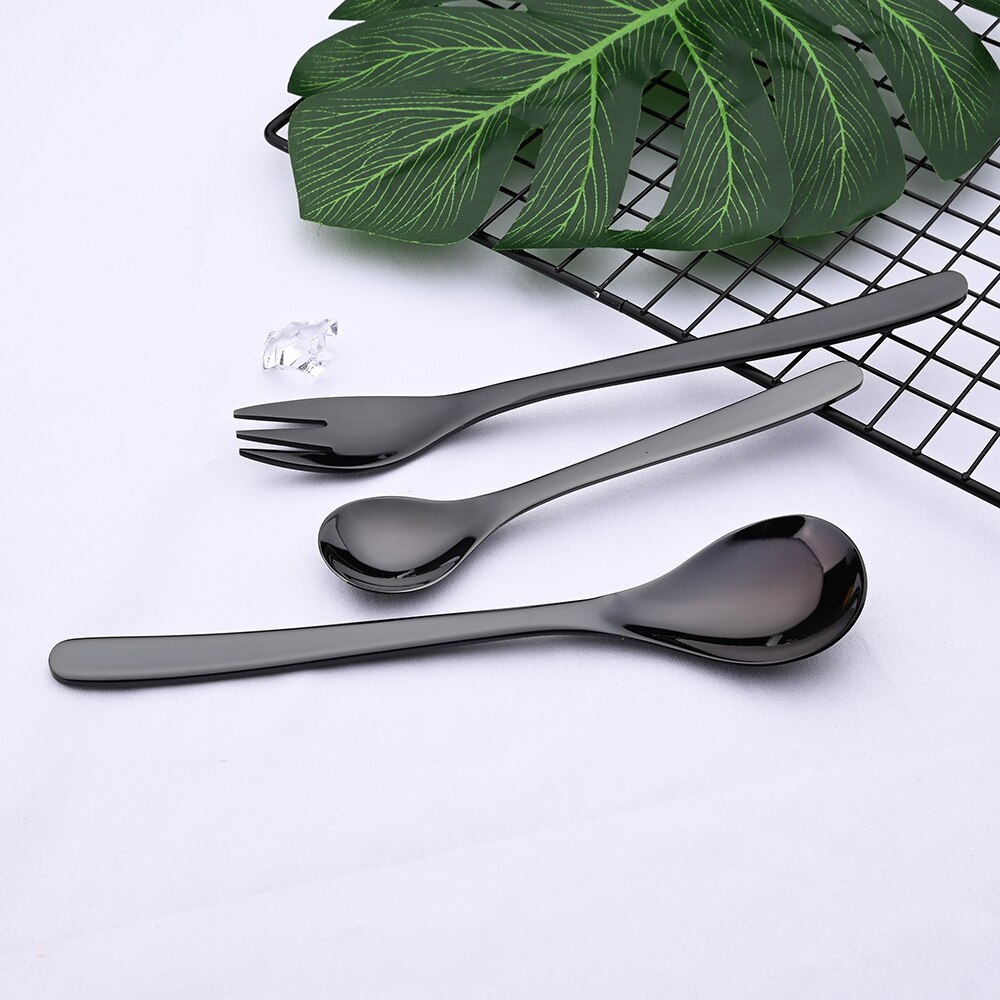 Zwarte Bestek Set 18/10 Rvs Servies Set Mes Vork Lepel Zilverwerk Servies Set Keuken Bestek