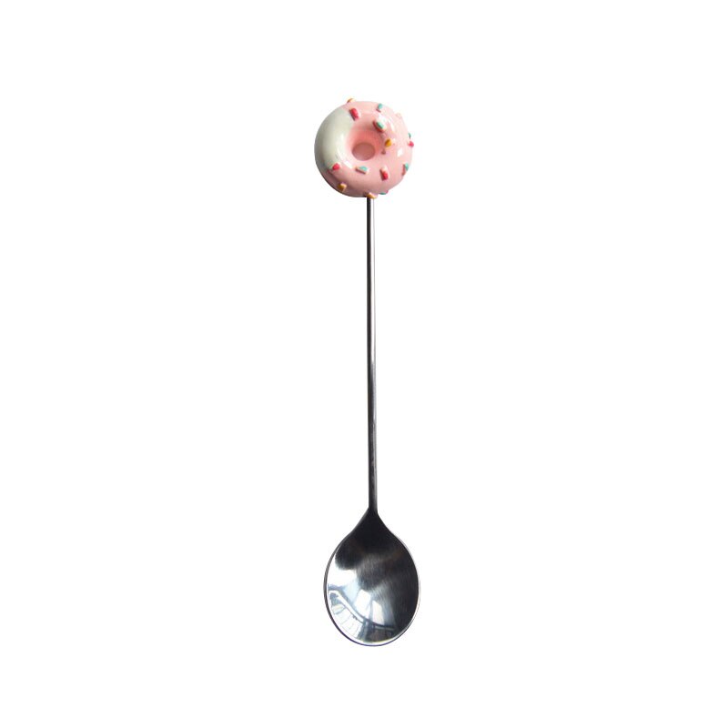 5pcs Kitchen Stainless Steel Doughnut Donuts Coffee Tea Spoon Set/Stirring Stick/Fruit Dessert Pastries Fork Set Donut fork spoo