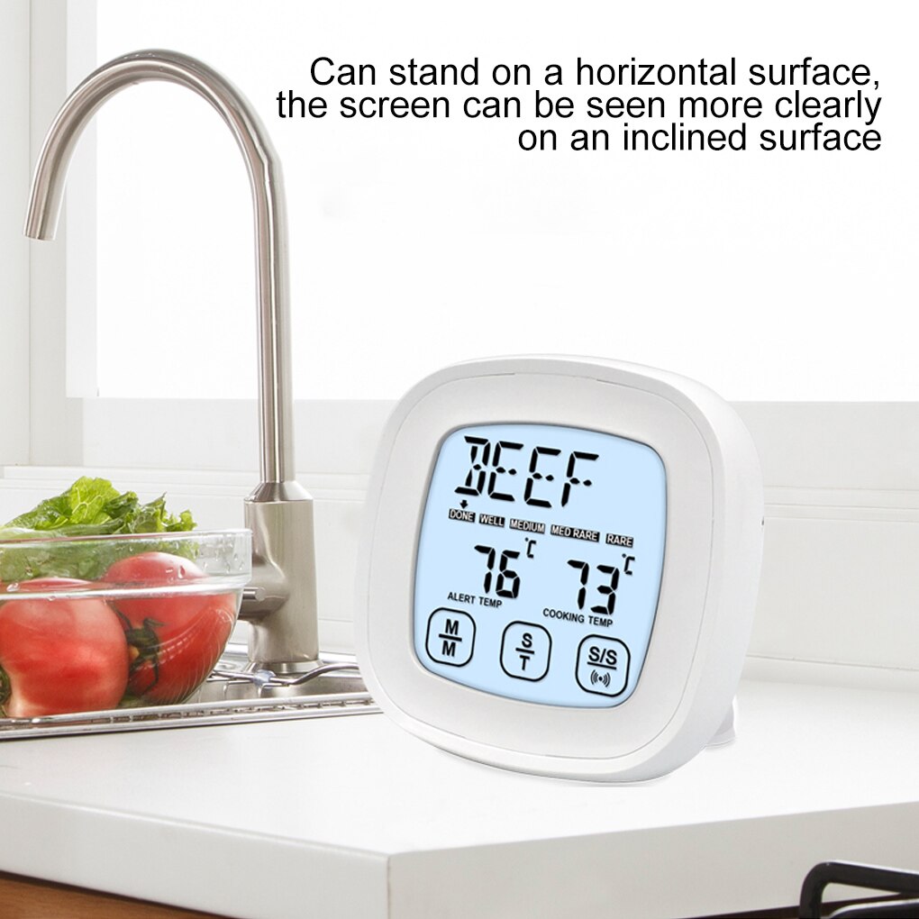 Barbecue Thermometer Digital Display Temperature Gauge Heat-resistant Portable Outdoor Picnic Probe Detector Meter