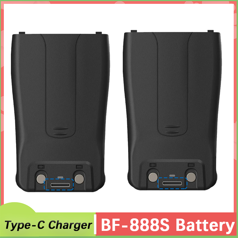 Baofeng BF-888S Walkie Talkie Battery Type-C Charger 1500mAh BL-1 for BF-666S BF-C1 H-777 BF-777S RT21 F26 Rechargable Batteries: black