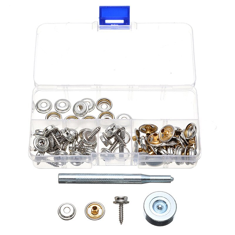 62pcs Metal Steel Boat Cover Canvas Snap Fastener Clip Repair Kit Awning Button Rivet Marine Hardware Accessories